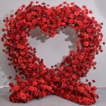 Encrypted Red Heart-shaped Frame Floral Wedding Flower Arch Decorations Props