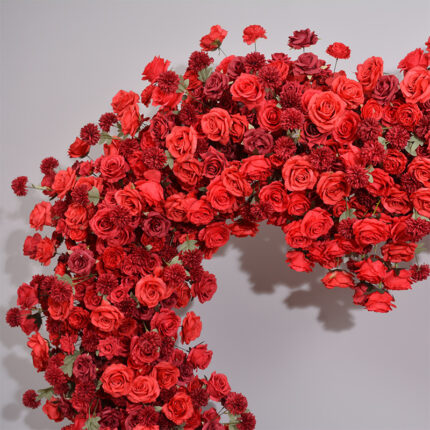 Encrypted Red Heart-shaped Frame Floral Wedding Flower Arch Decorations Props